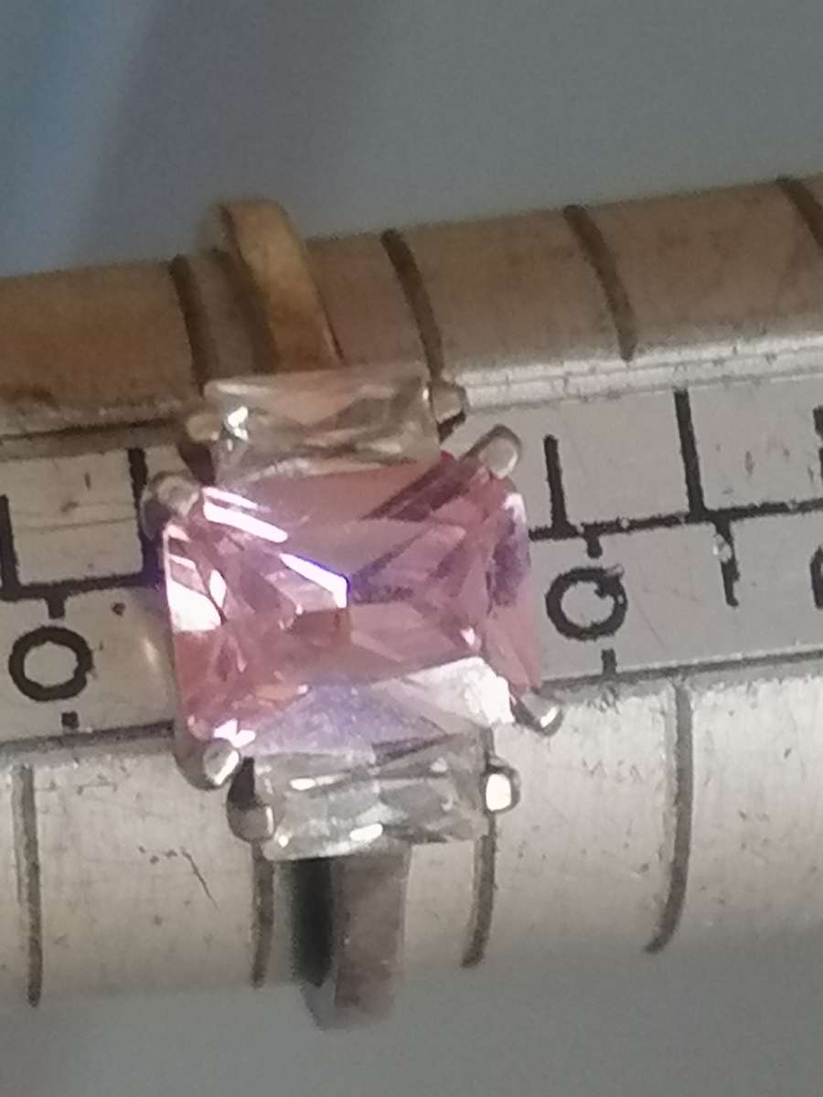 Beautiful Sterling Silver pink stone dress ring, size P