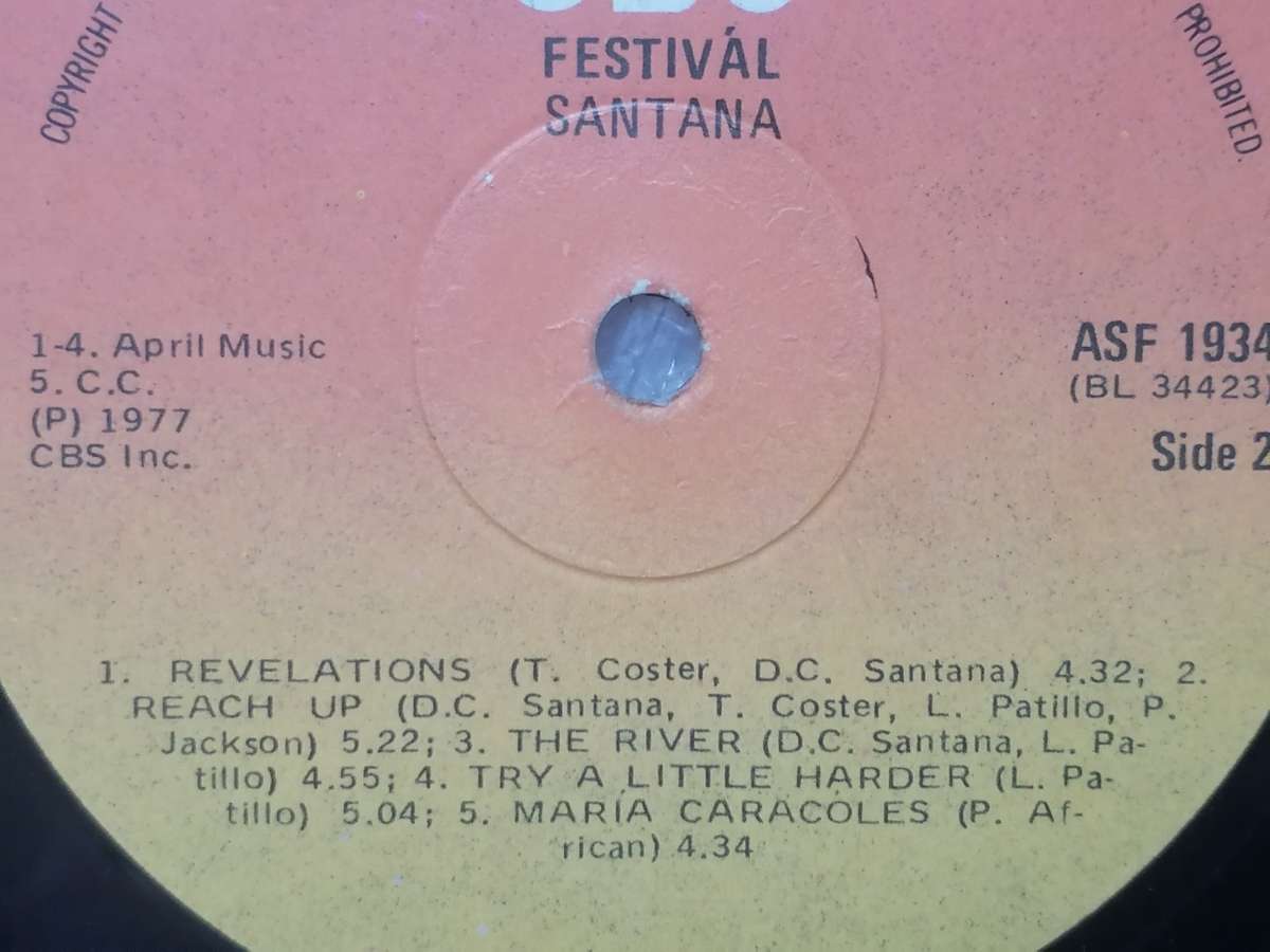 Carlos Santana, Festival, vinyl in very good condition.