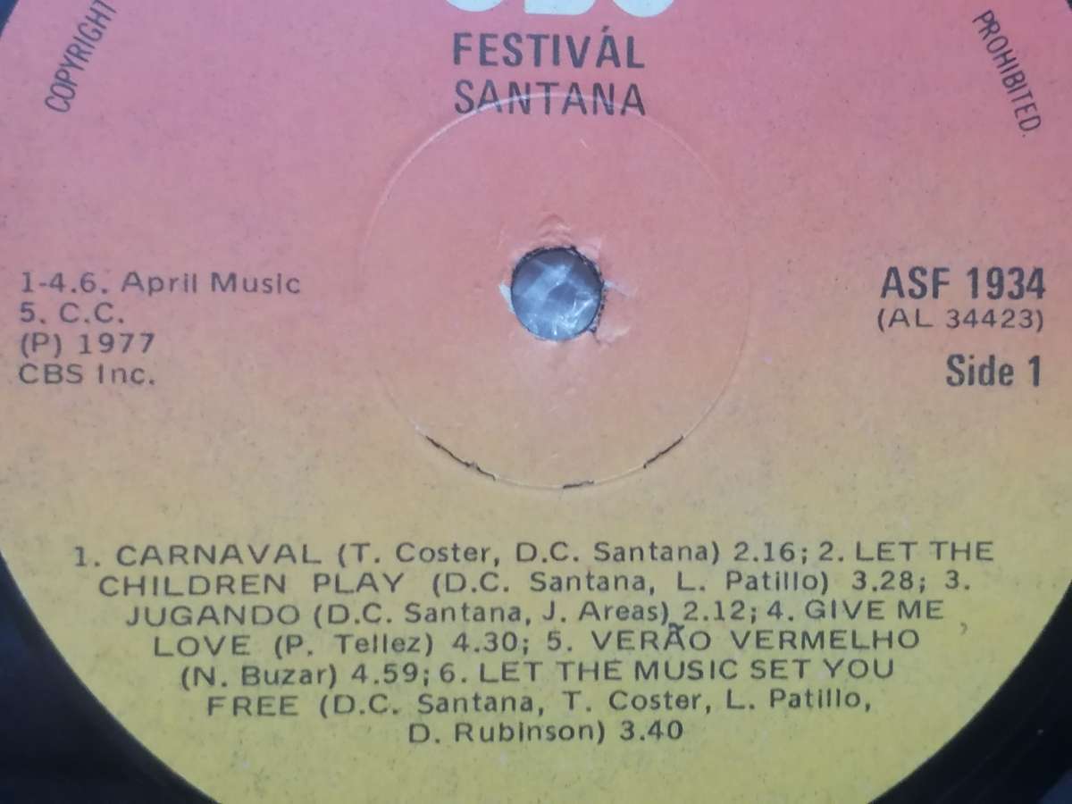 Carlos Santana, Festival, vinyl in very good condition.