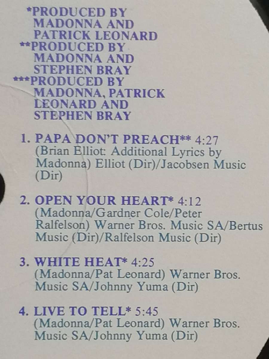 Madonna, True Blue, vinyl in very good condition.