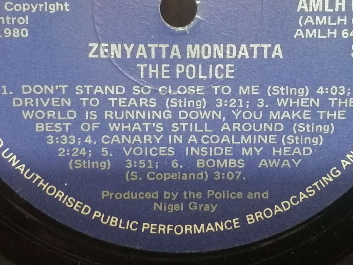 The Police, Zenyatta Mondatta, vinyl.