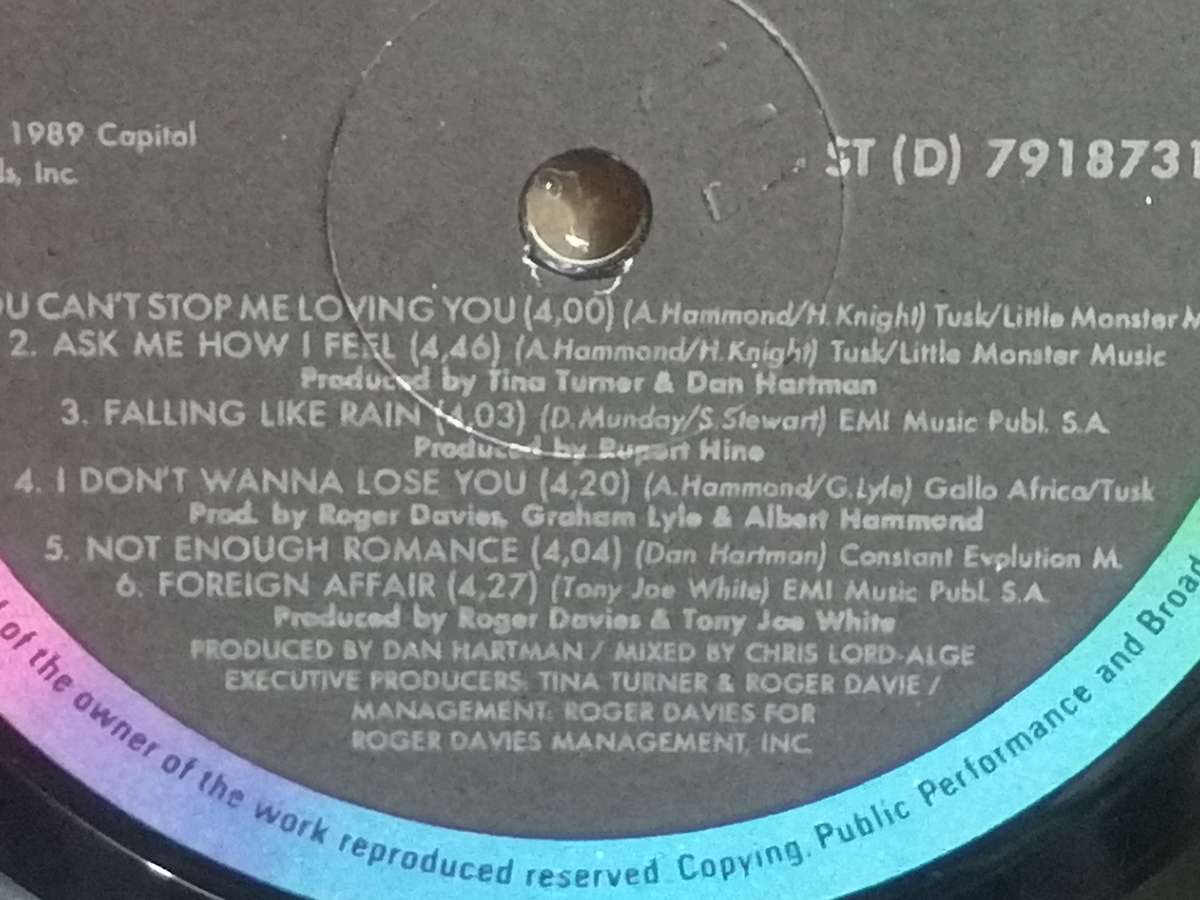 Tina Turner, Foreign affair, vinyl.