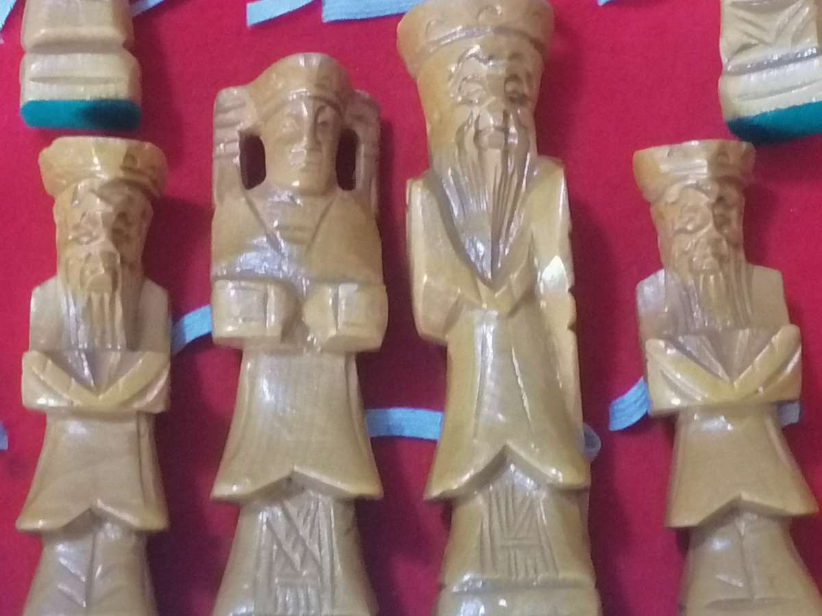Vintage oriental exquisitely hand carved chess set.