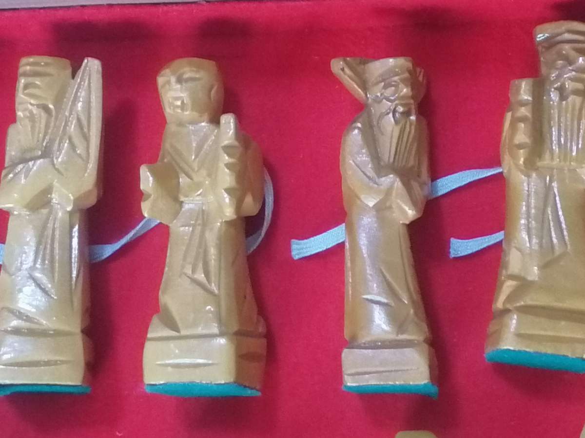 Vintage oriental exquisitely hand carved chess set.