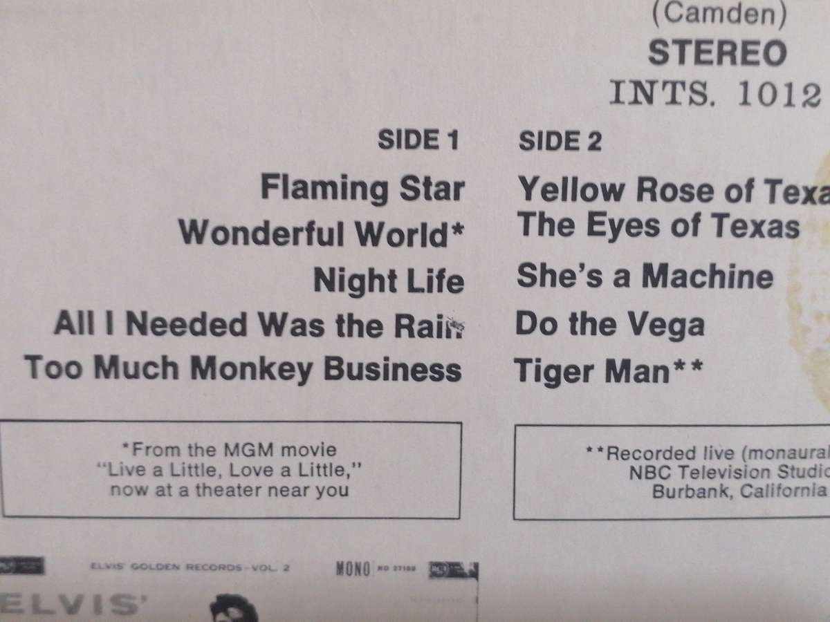 Elvis Presley sings Flaming star, vinyl.