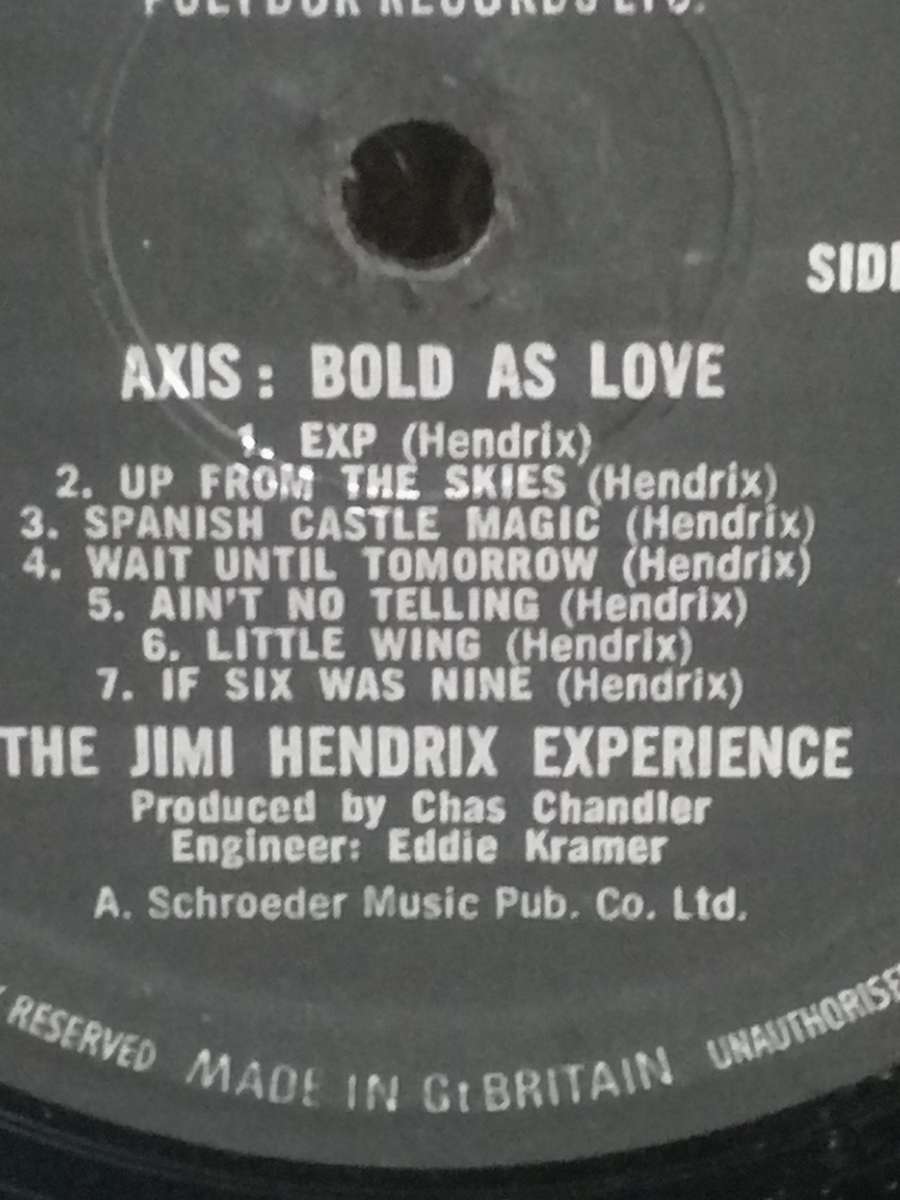 The Jimi Hendrix Experience, Axis: Bold as Love, vinyl.