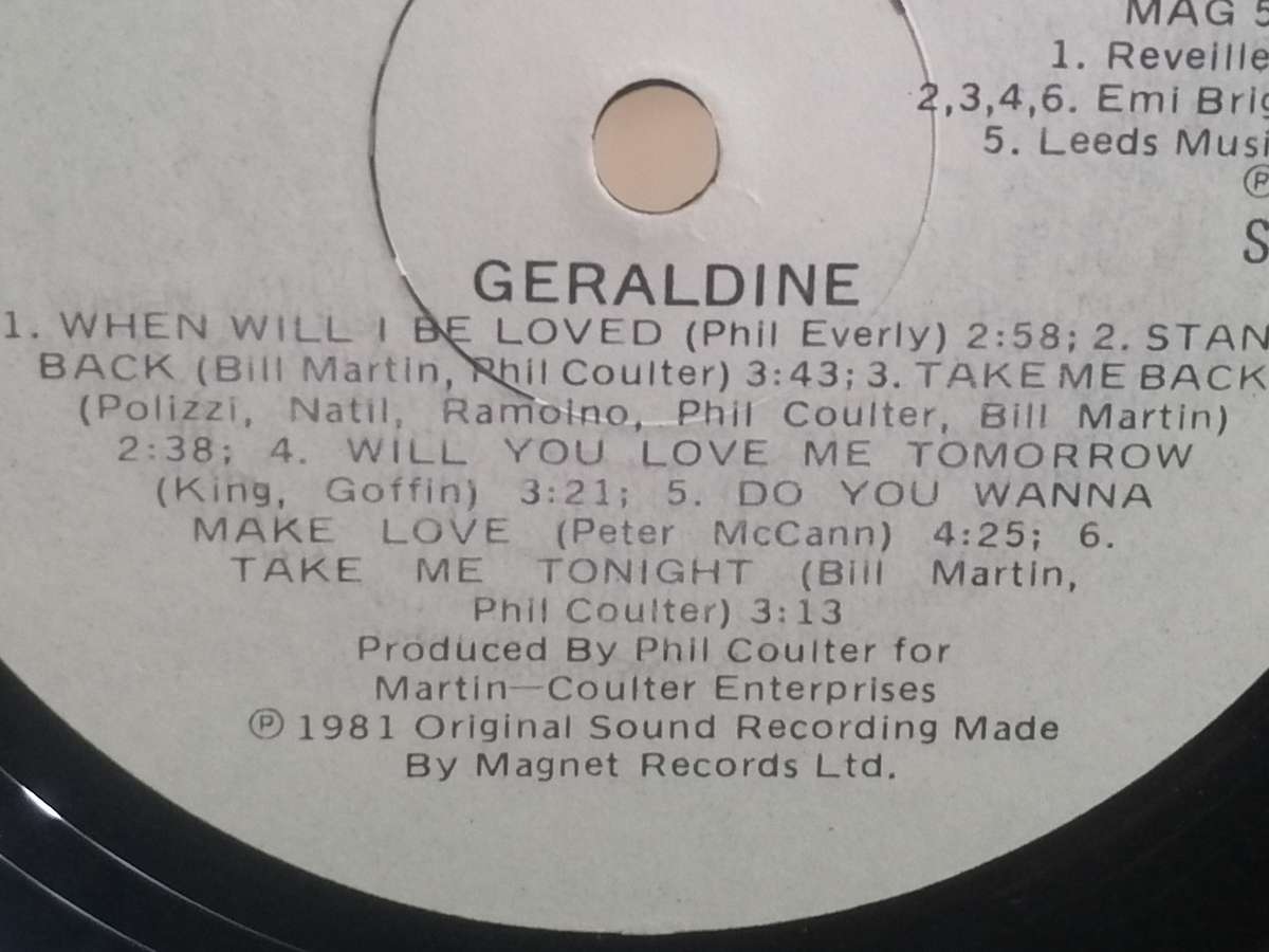 Geraldine, vinyl.