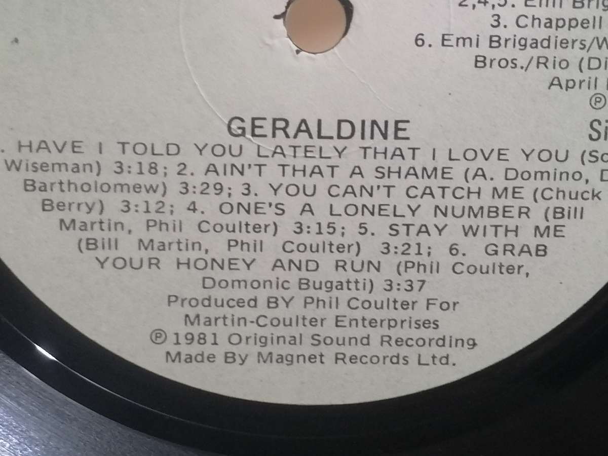 Geraldine, vinyl.