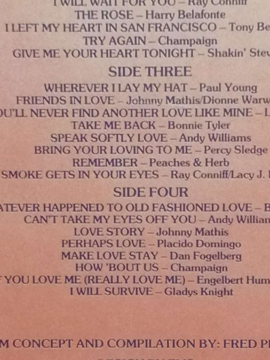 Golden Love songs, Yesterday and today Double album, Pink vinyl's.