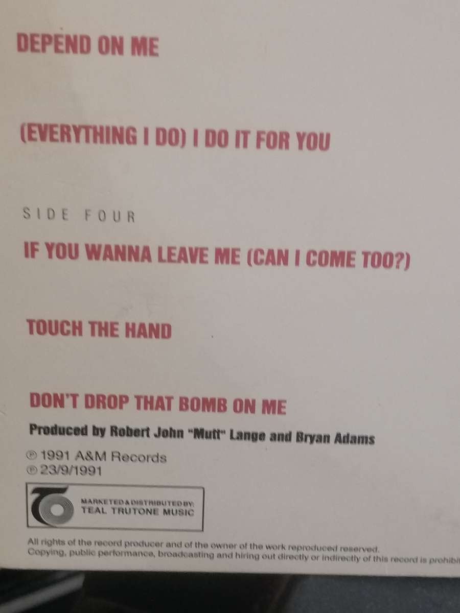 Bryan Adams, waking up the neighbours, double album, vinyl's excellent.