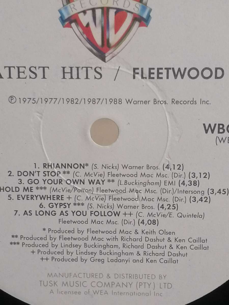 Fleetwood Mac, Greatest Hits, vinyl very good.