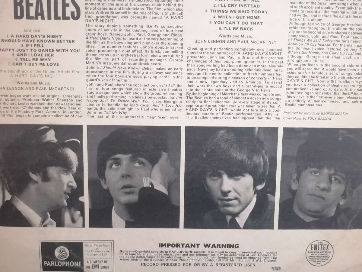 The Beatles, a Hard day's Night, vinyl excellent.