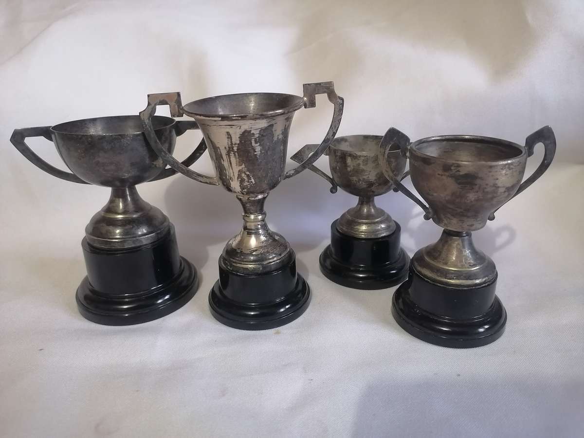 4x Vintage silver trophies, good condition, needs cleaning.