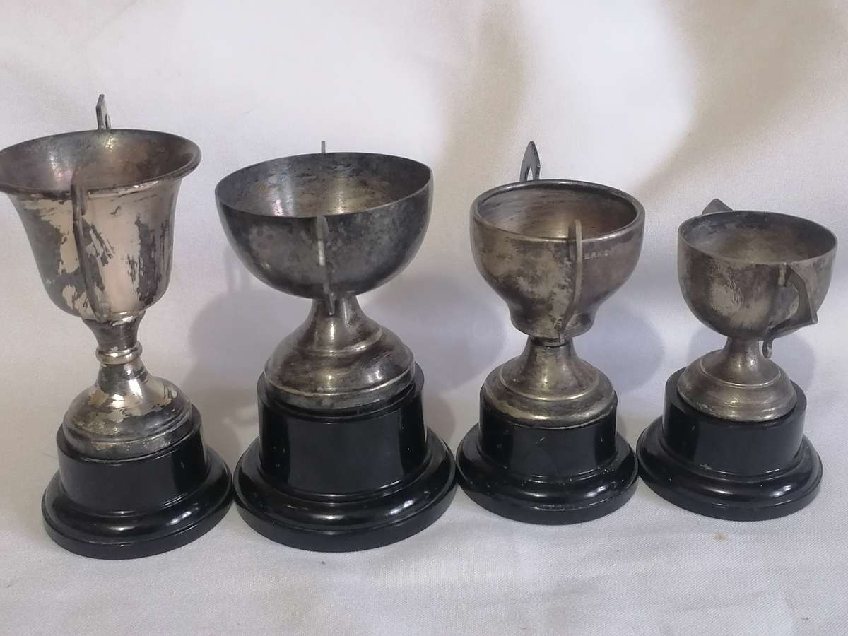4x Vintage silver trophies, good condition, needs cleaning.