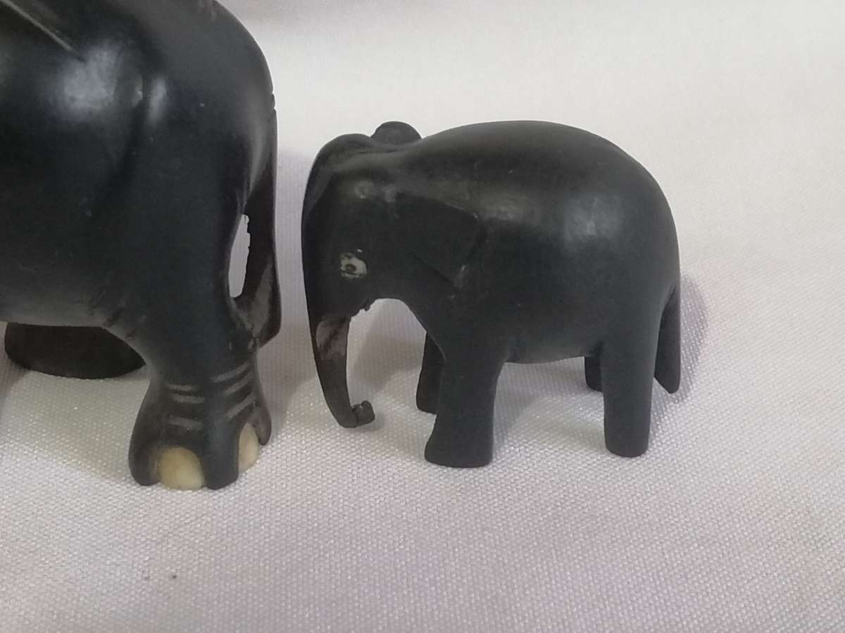 Vintage & Rare Elephant set, carved from Ebony wood & Camel bone..