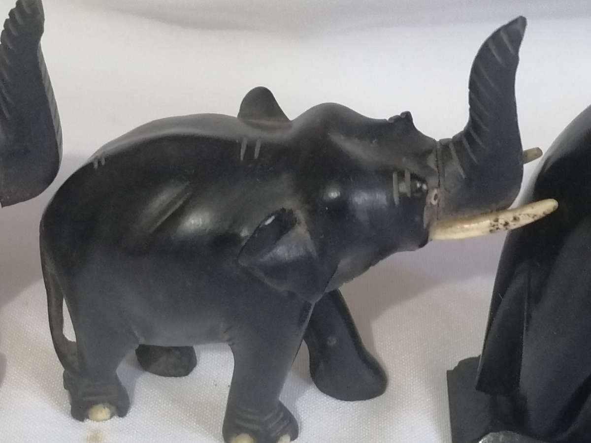 Vintage & Rare Elephant set, carved from Ebony wood & Camel bone..