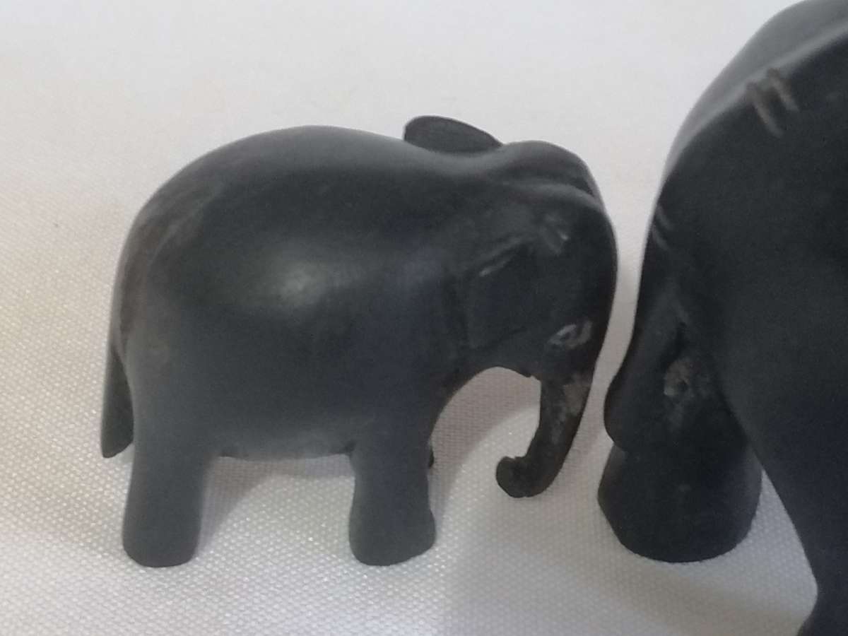 Vintage & Rare Elephant set, carved from Ebony wood & Camel bone..