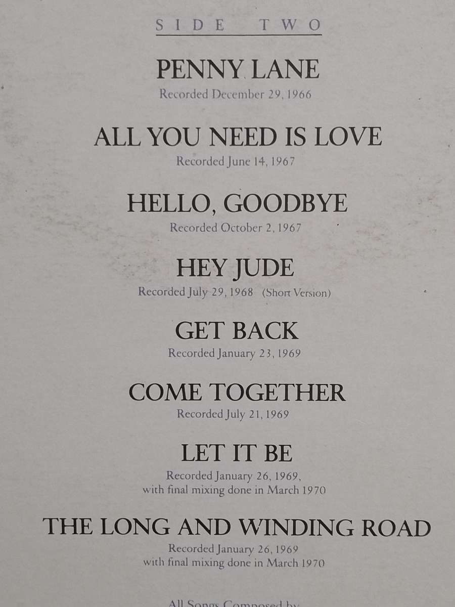 The Beatles, 20 Greatest Hits, vinyl very good..