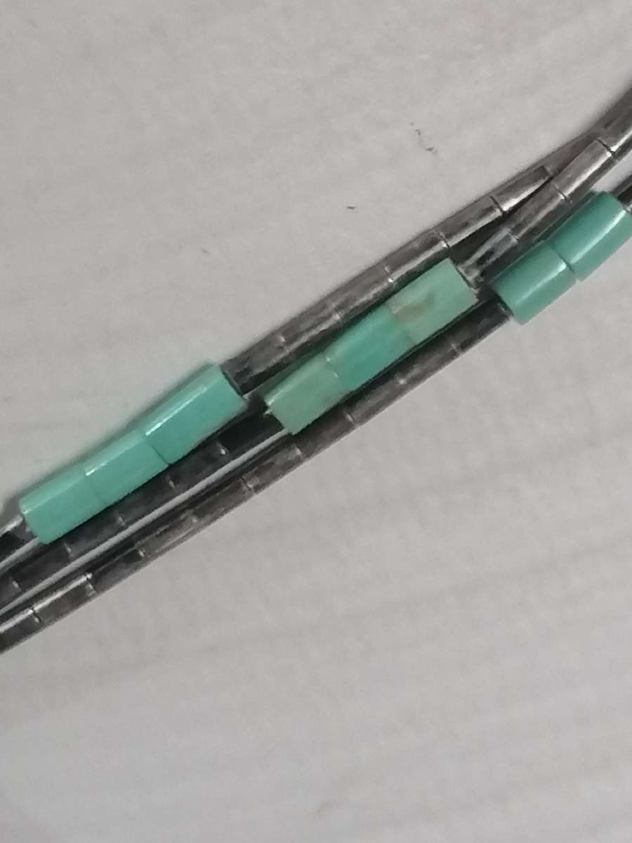 Vintage natural turquoise sterling silver necklace, with tripple snake chain.