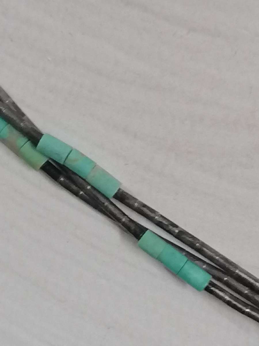 Vintage natural turquoise sterling silver necklace, with tripple snake chain.