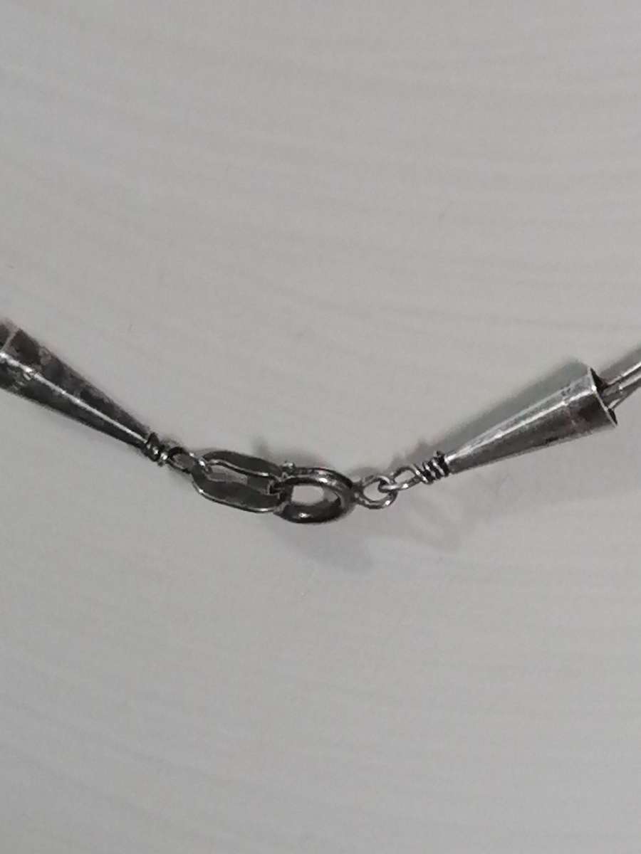 Vintage natural turquoise sterling silver necklace, with tripple snake chain.