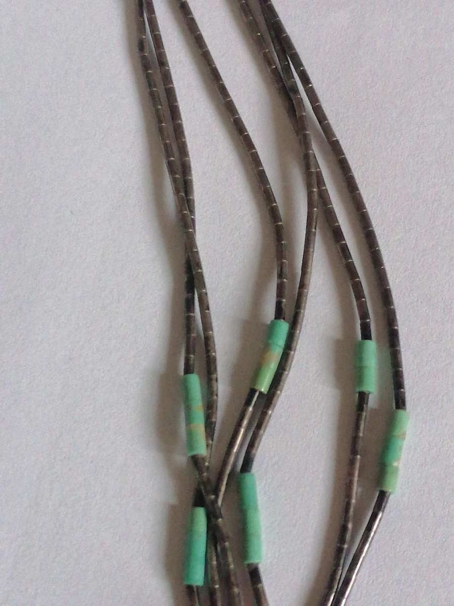 Vintage natural turquoise sterling silver necklace, with tripple snake chain.