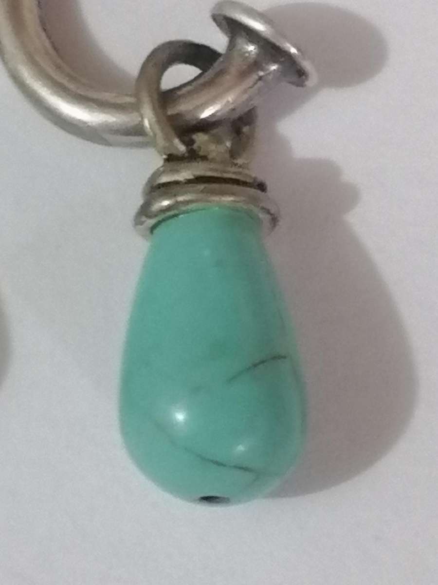 Vintage natural turquoise teardrop sterling silver earring set.