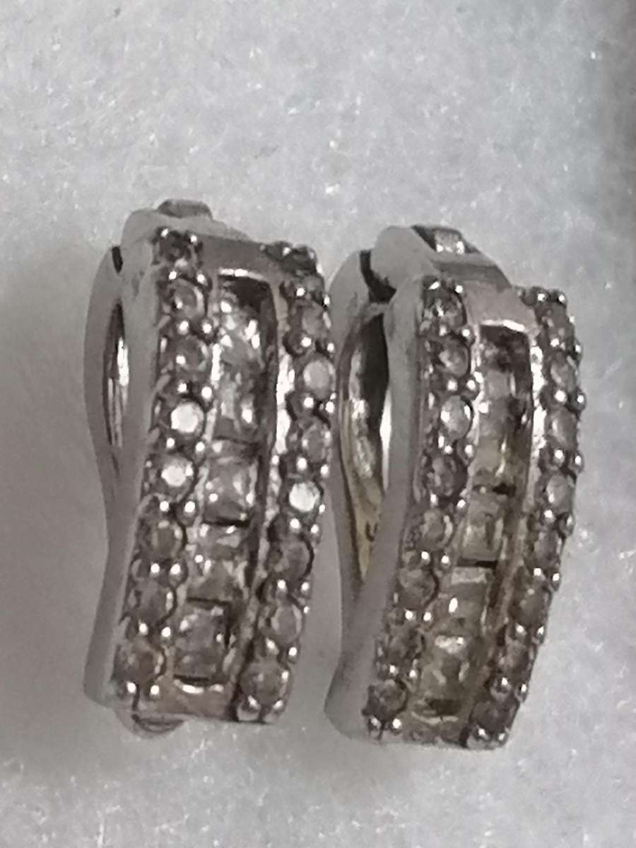 Quality Sterling Silver stud clip on earring set with CZ stones.