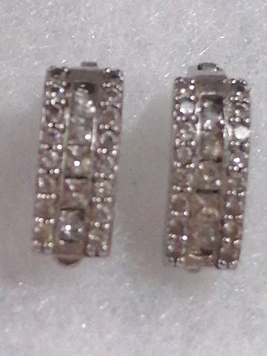 Quality Sterling Silver stud clip on earring set with CZ stones.