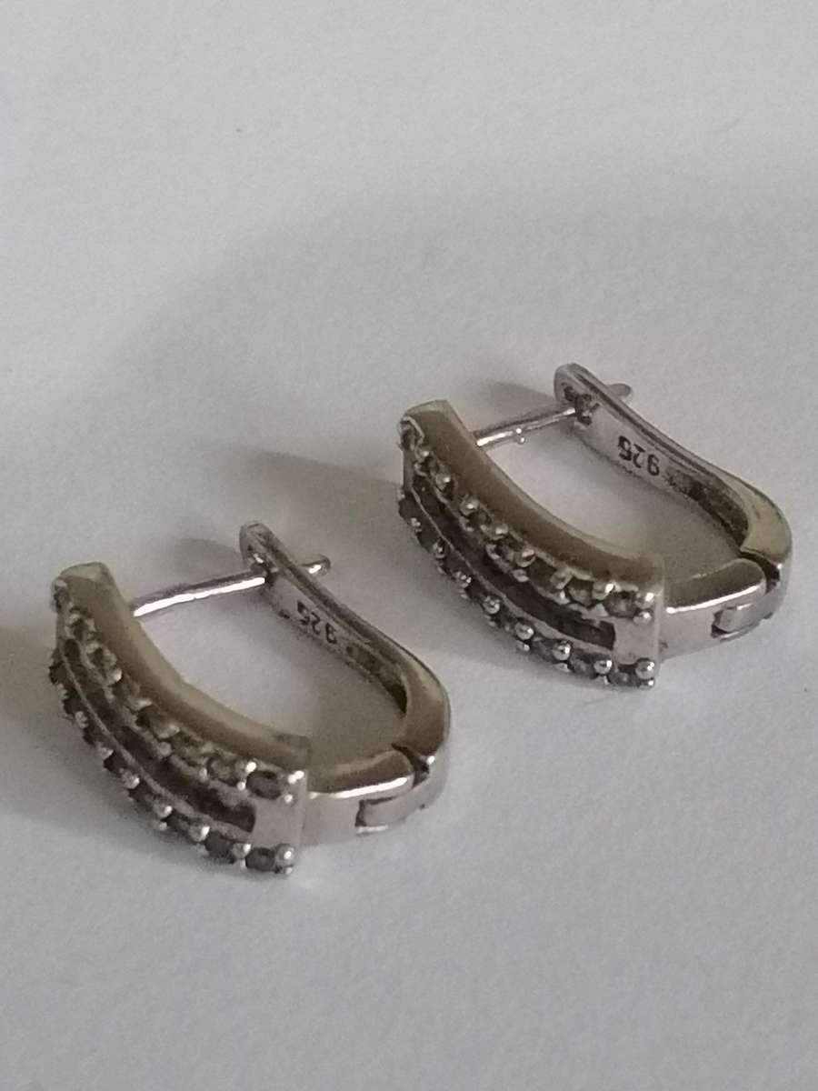 Quality Sterling Silver stud clip on earring set with CZ stones.