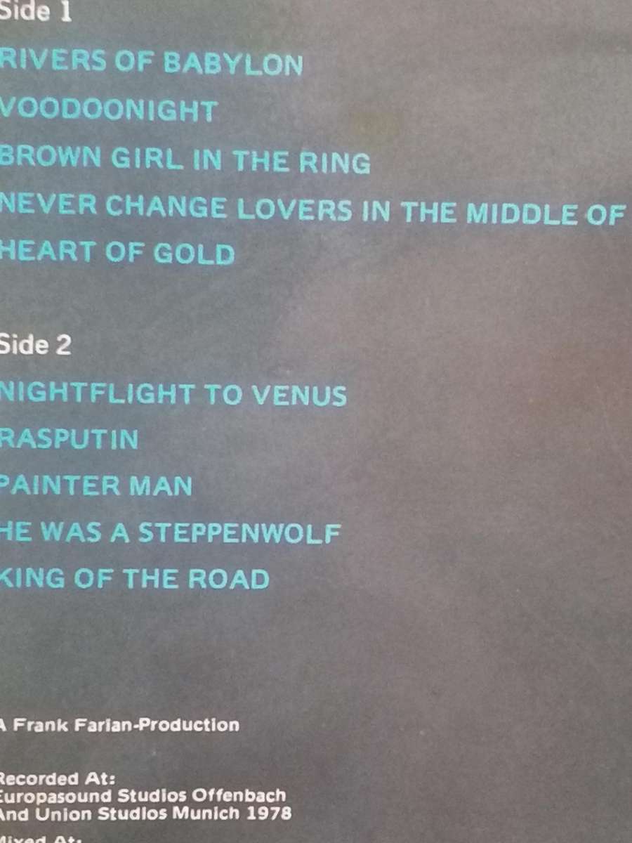 Boney M, Rivers of Babylon, vinyl excellent.