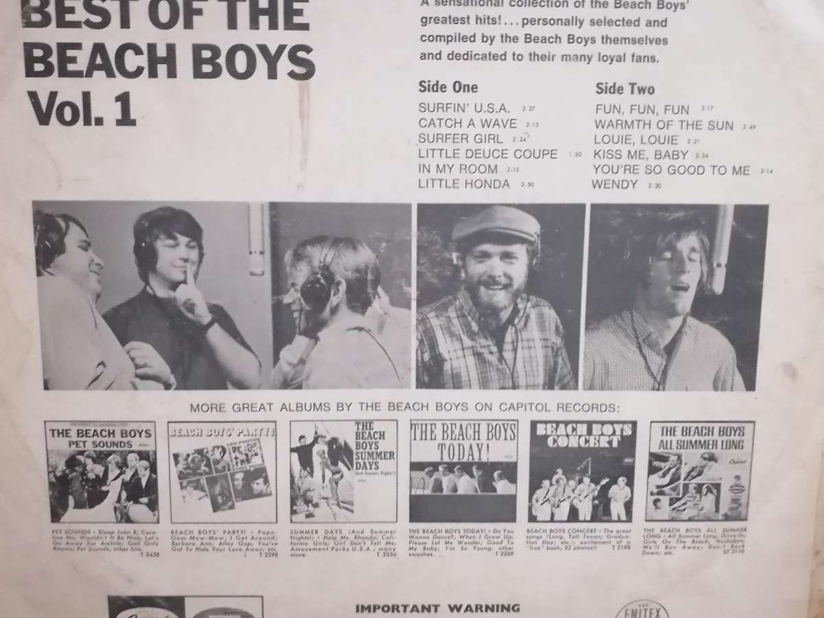 Best of the Beach Boys, vinyl very good.