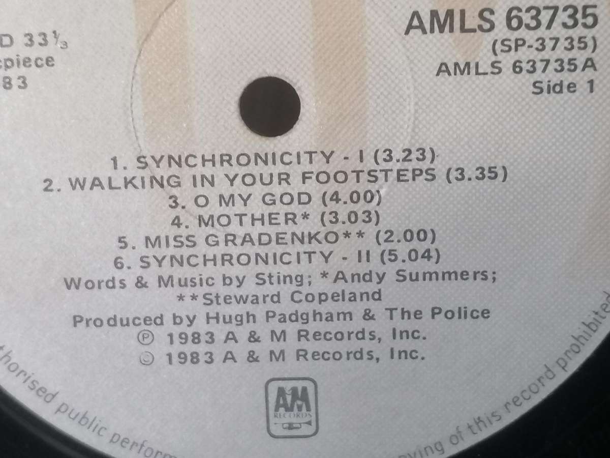 The Police, Synchronicity, vinyl excellent.