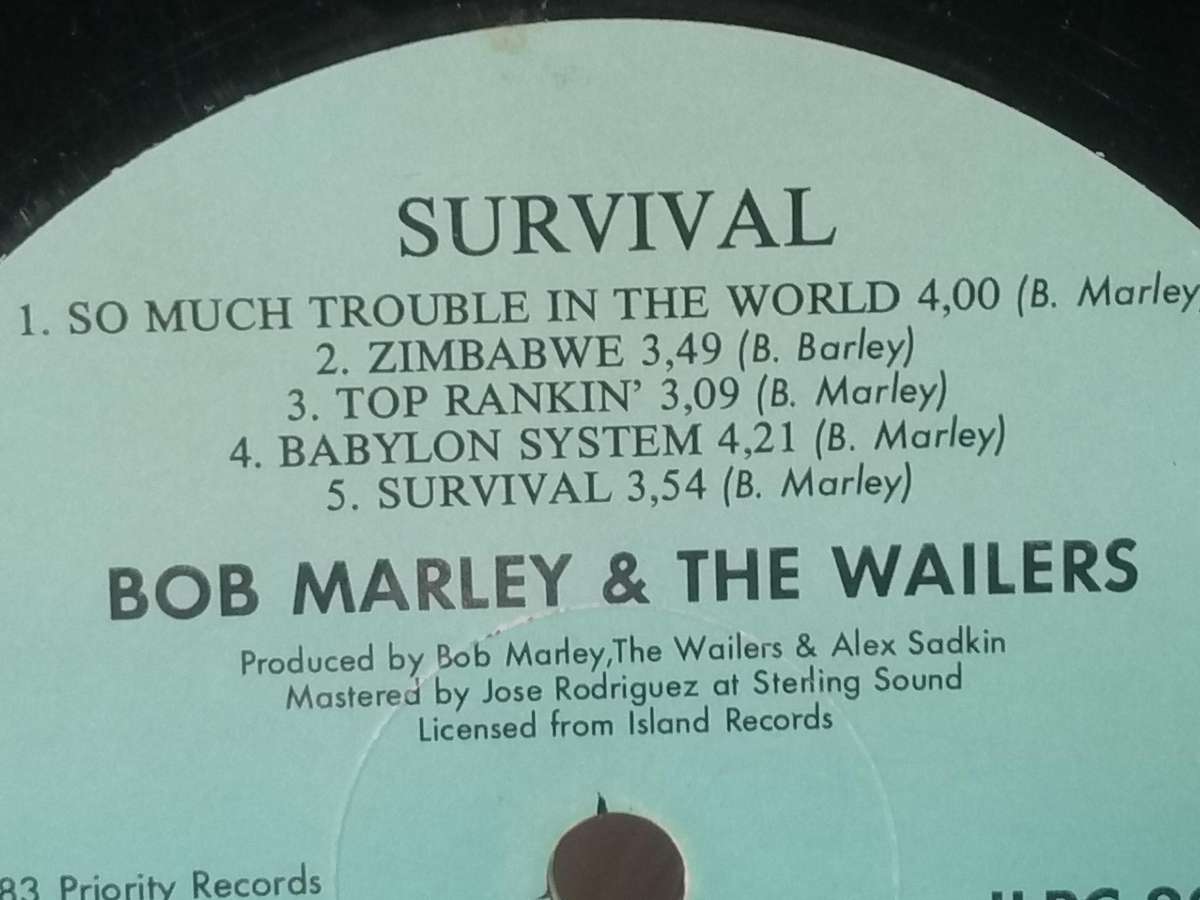 Bob Marley & The Wailers, Survival, vinyl very good.