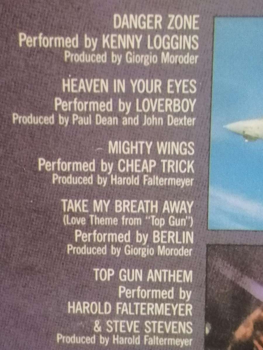 Top Gun, Original Picture Soundtrack, vinyl very good+ .