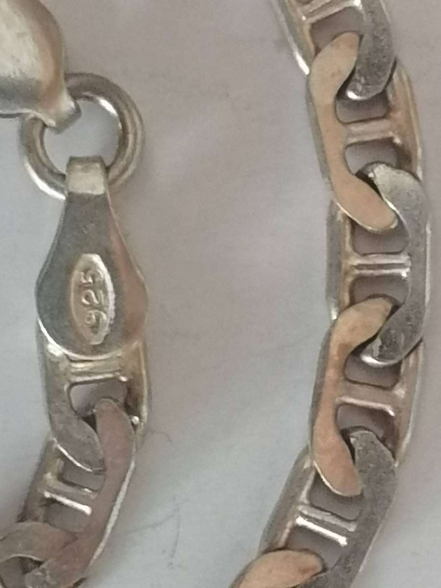 Strong Italian 925. silver link necklace, 4mm wide & 50cm long.