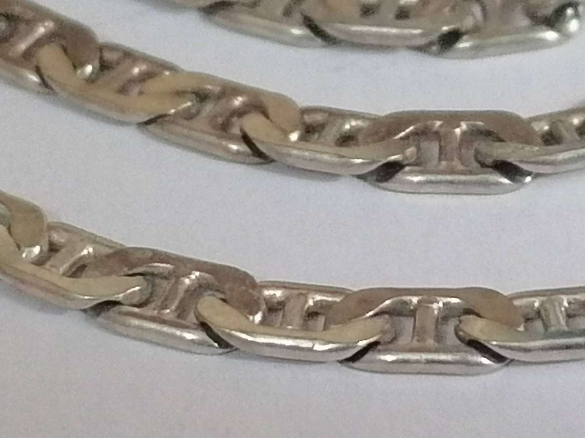 Strong Italian 925. silver link necklace, 4mm wide & 50cm long.