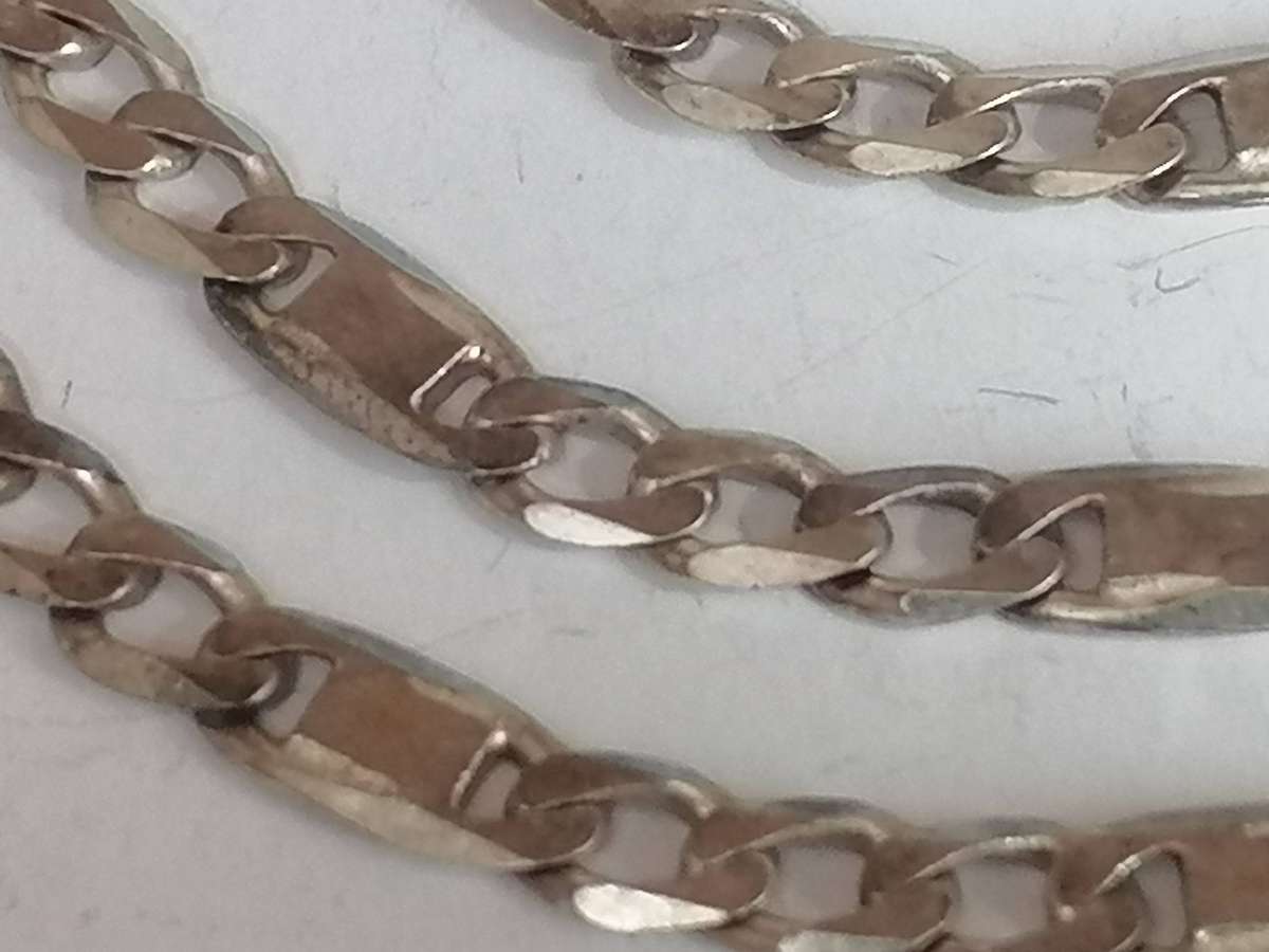 Strong Italian 925. silver flat curb link necklace, 5mm wide & 59cm long.