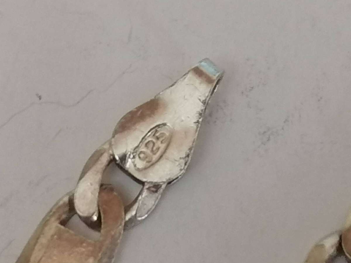 Strong Italian 925. silver flat curb link necklace, 5mm wide & 59cm long.