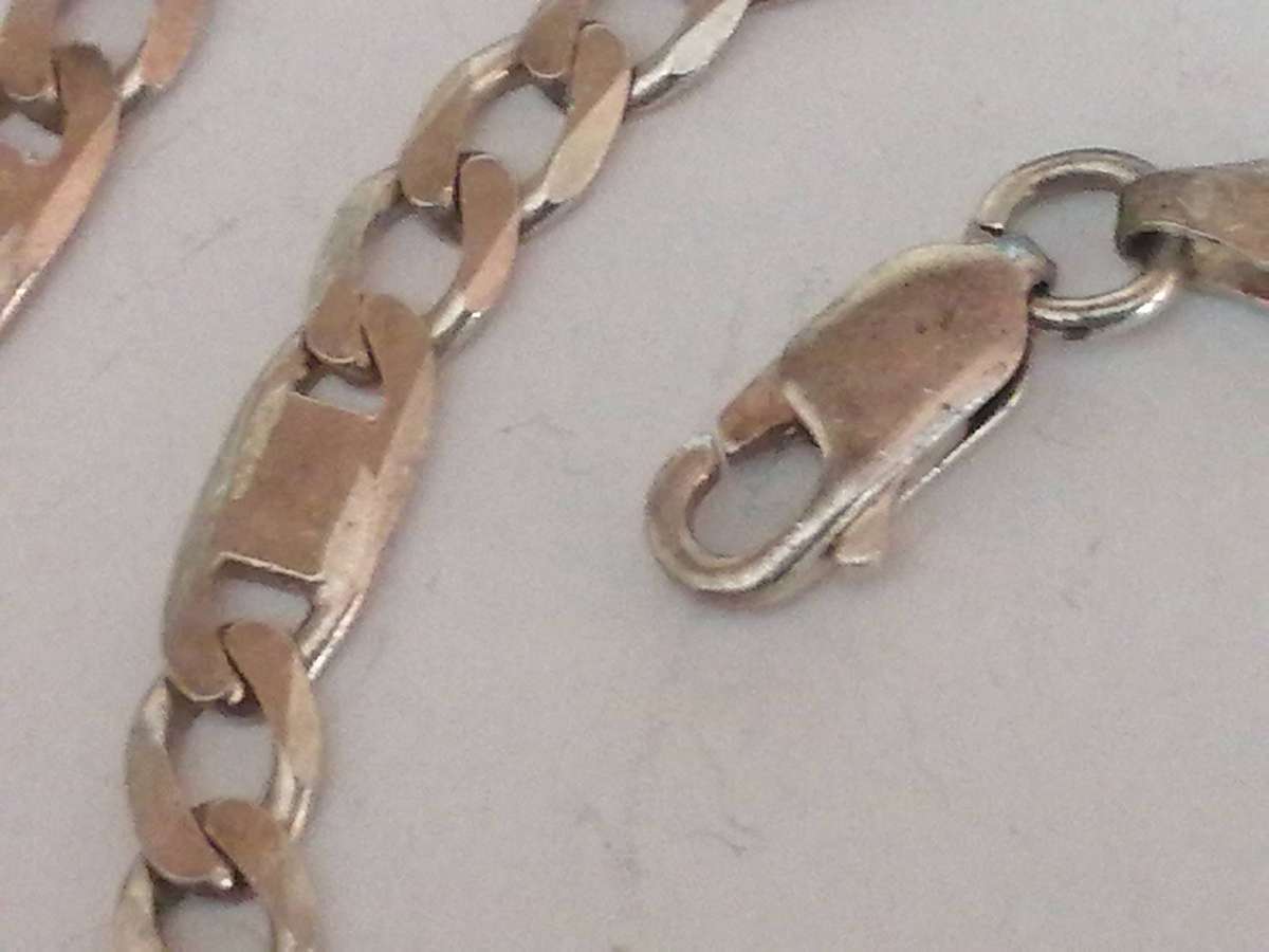 Strong Italian 925. silver flat curb link necklace, 5mm wide & 59cm long.