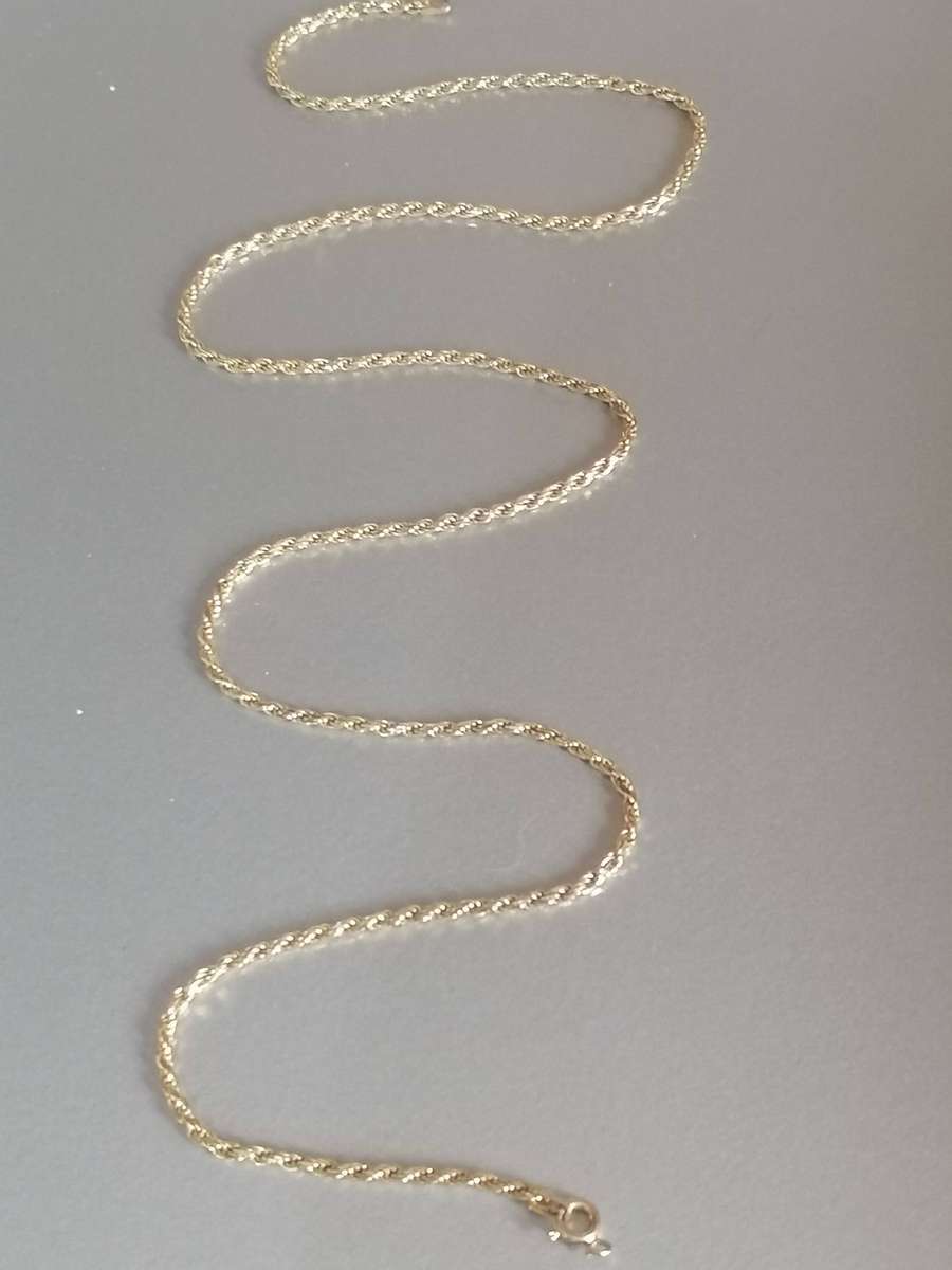 Quality 925. silver Gold plated rope necklace, 2.5mm width & 61cm long.