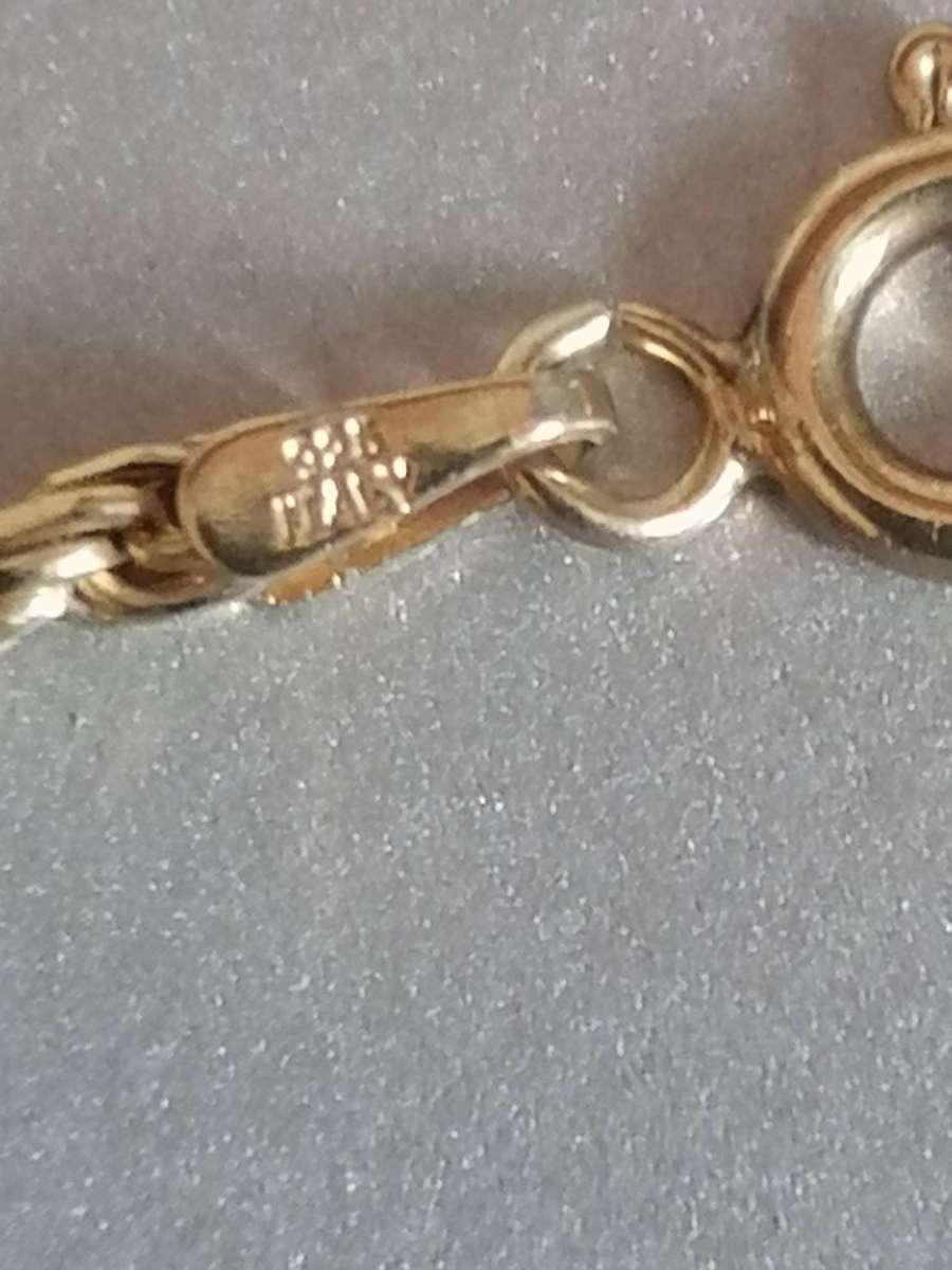 Quality 925. silver Gold plated rope necklace, 2.5mm width & 61cm long.