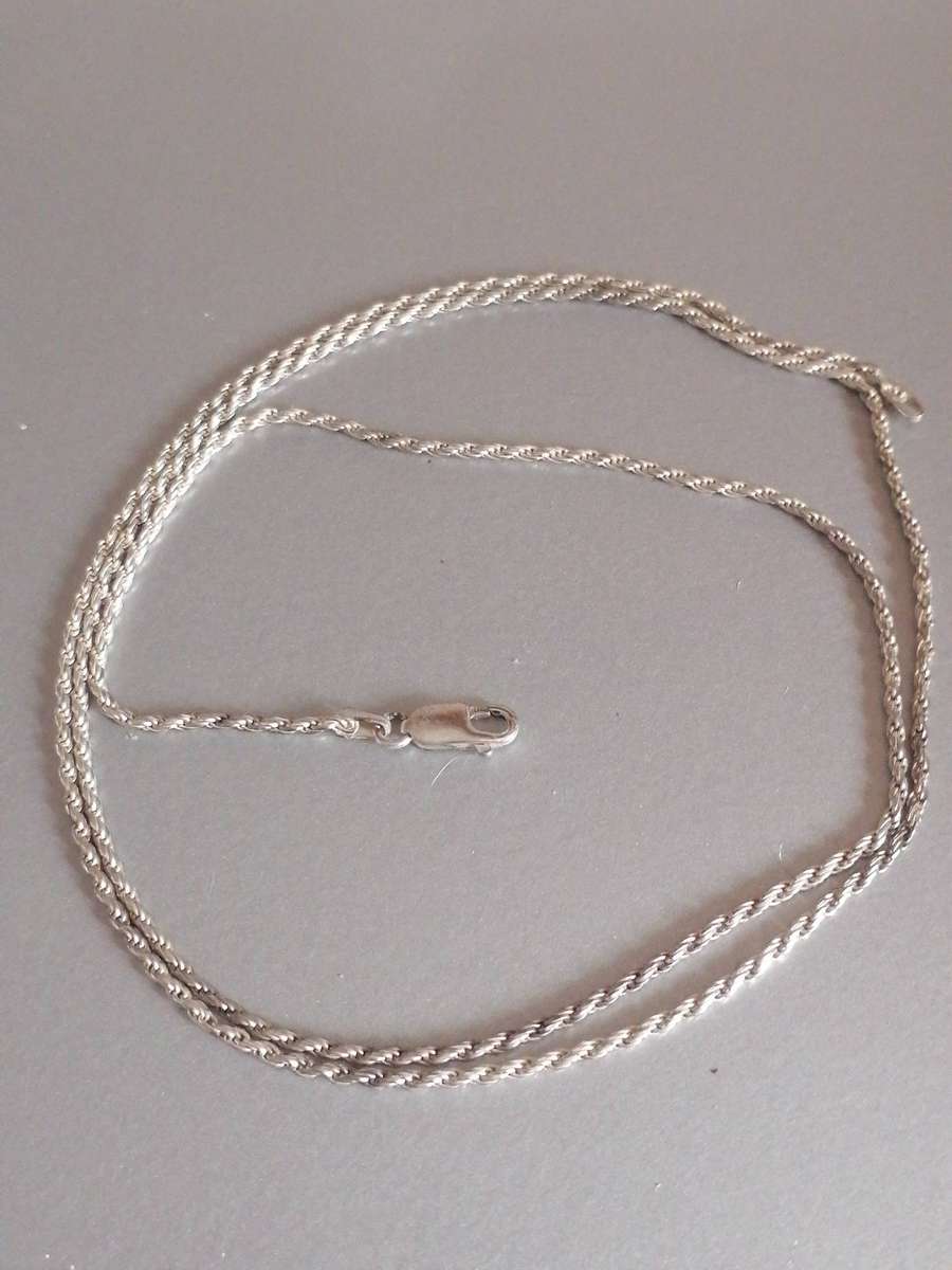 Beautiful 925. silver long rope necklace, 2mm width & 70cm long.