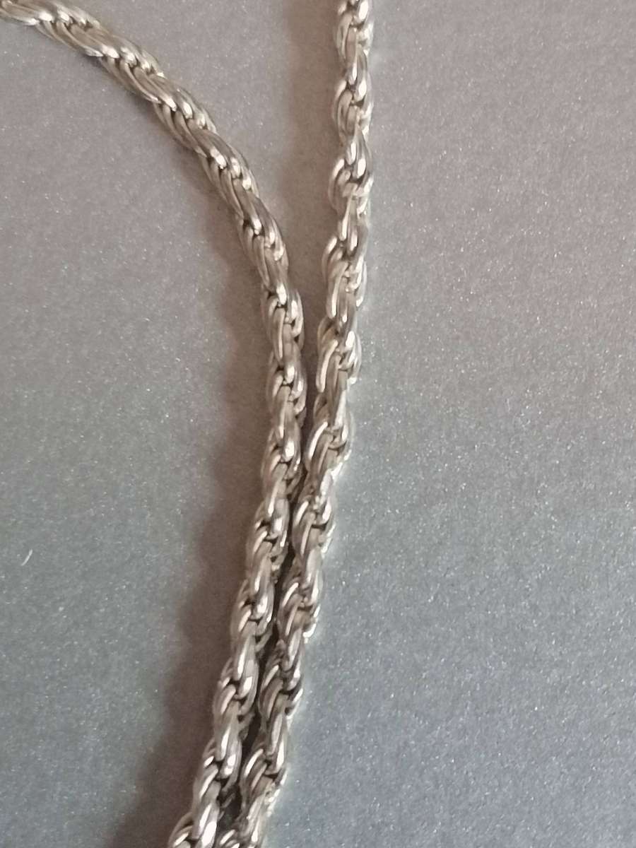 Beautiful 925. silver long rope necklace, 2mm width & 70cm long.