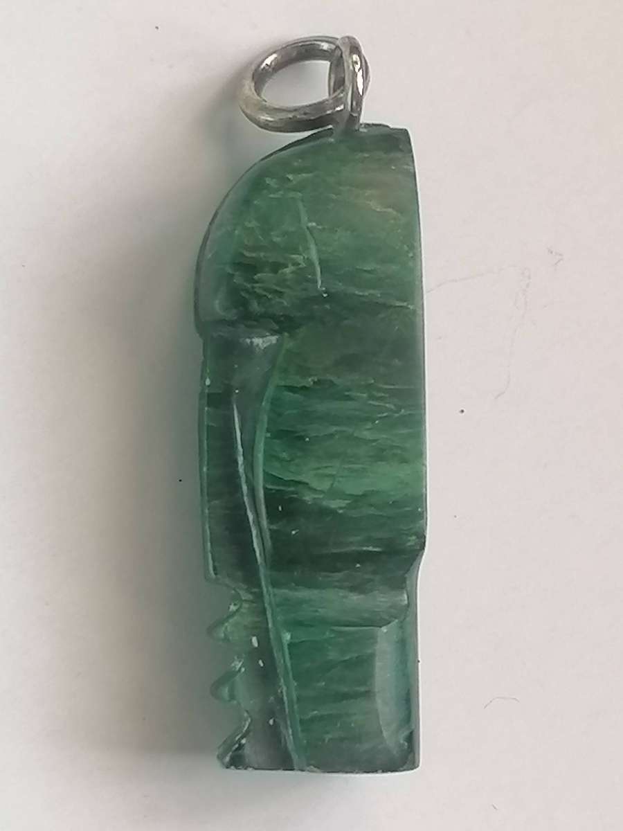 Rare Vinitage Baberton Verdite (Jade) hand carved face with Silver ring.