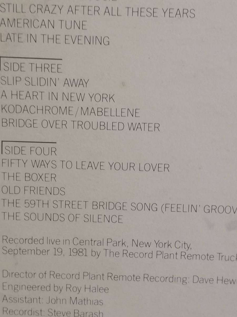 Simon & Garfunkel, Historic Reunion in Central Park, double album, vinyl's very good- .