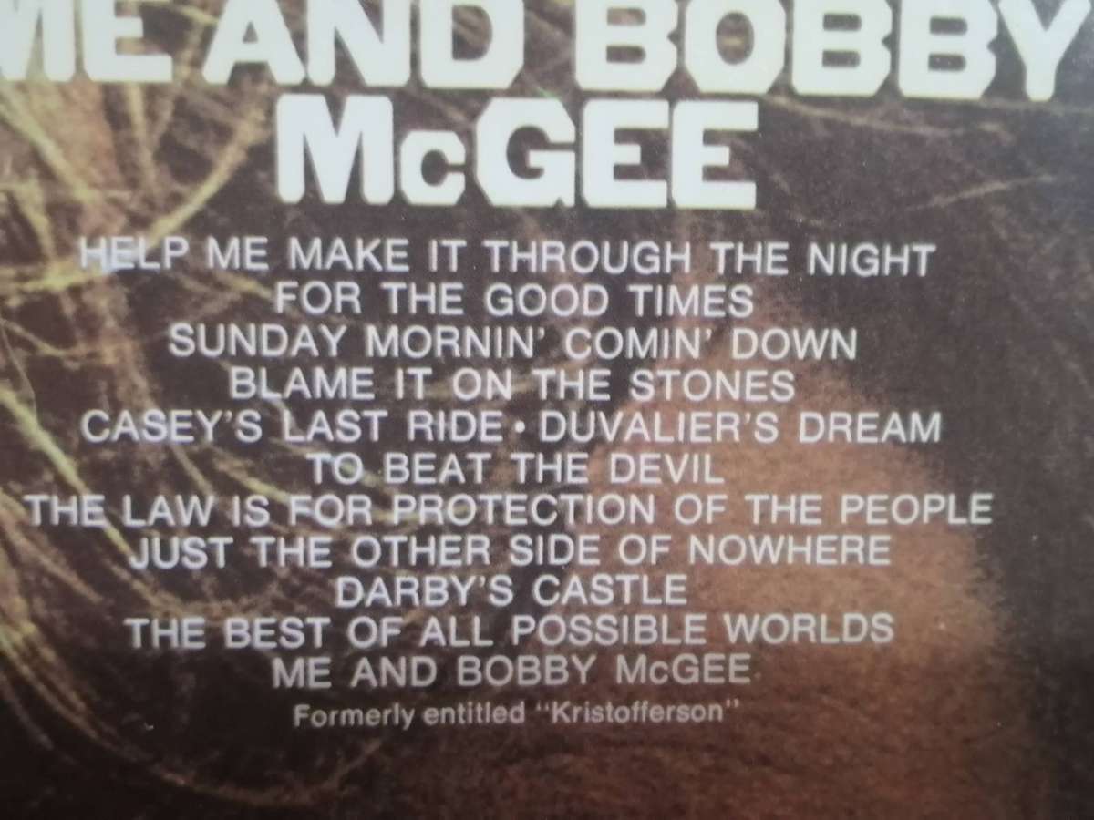 Kris Kristofferson, Me And Bobby McGee, vinyl very good.