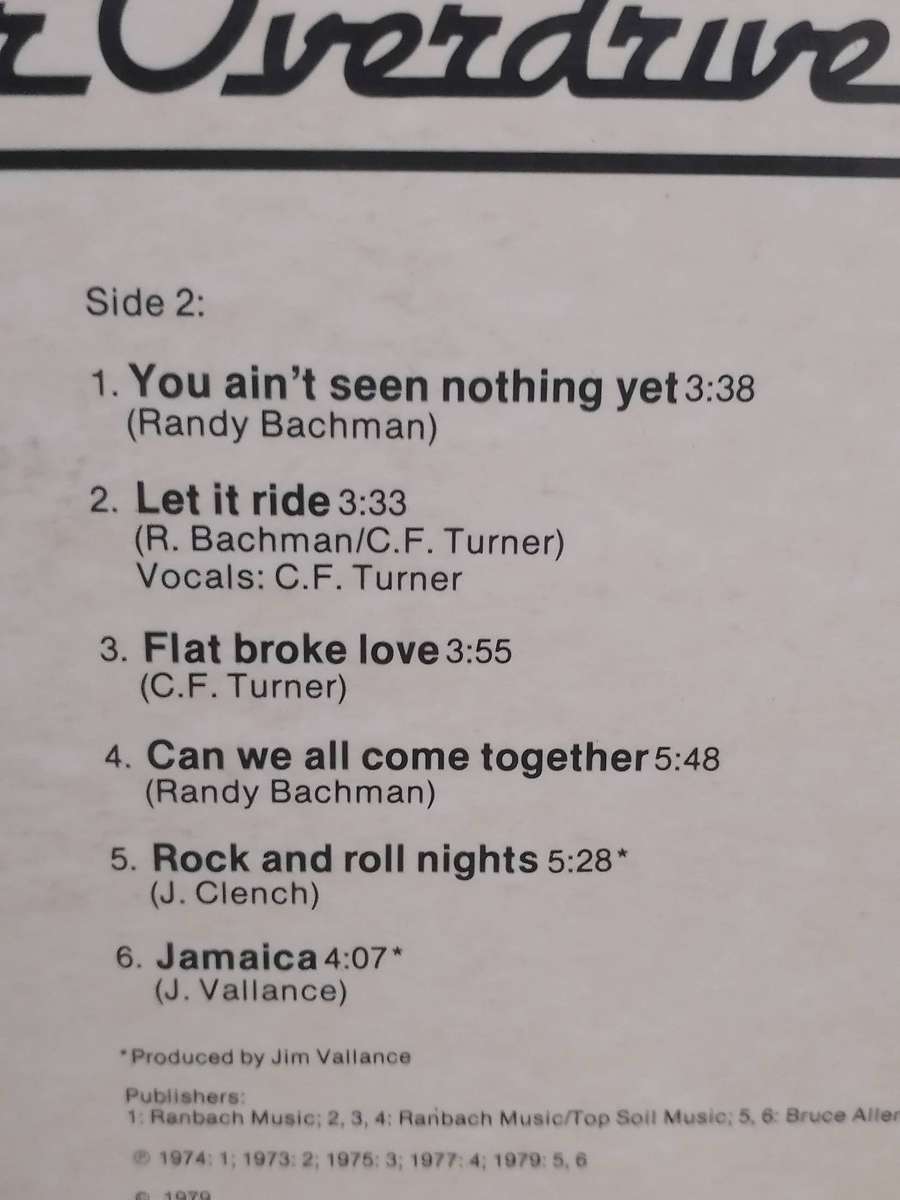 Bachman Turner Overdrive, Greatest hits, vinyl good+ .