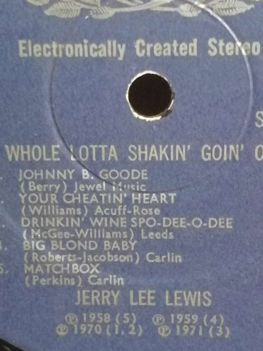 Jerry Lee Lewis, Whole Lotta Shakin' Goin' On, vinyl very good+.