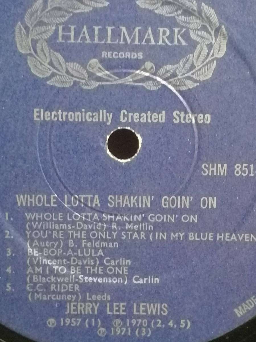 Jerry Lee Lewis, Whole Lotta Shakin' Goin' On, vinyl very good+.